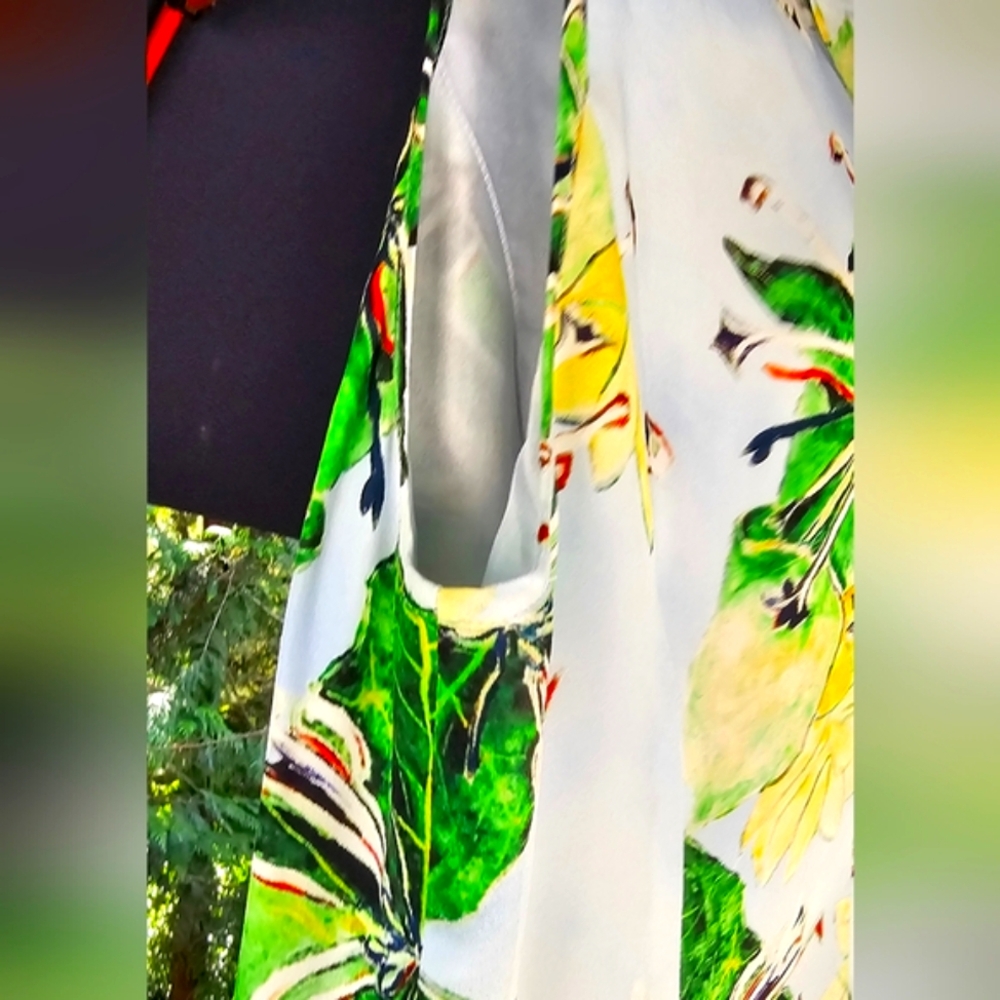 🤑 Nwt Ala Von Auersperg Green and Yellow Midi dress with Tropical Print 🤑 - Picture 8 of 16